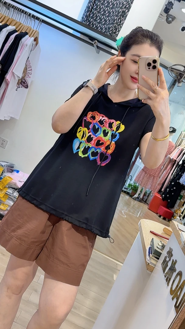 水淼2025夏季新款0780-潮流百搭 针织帽衫