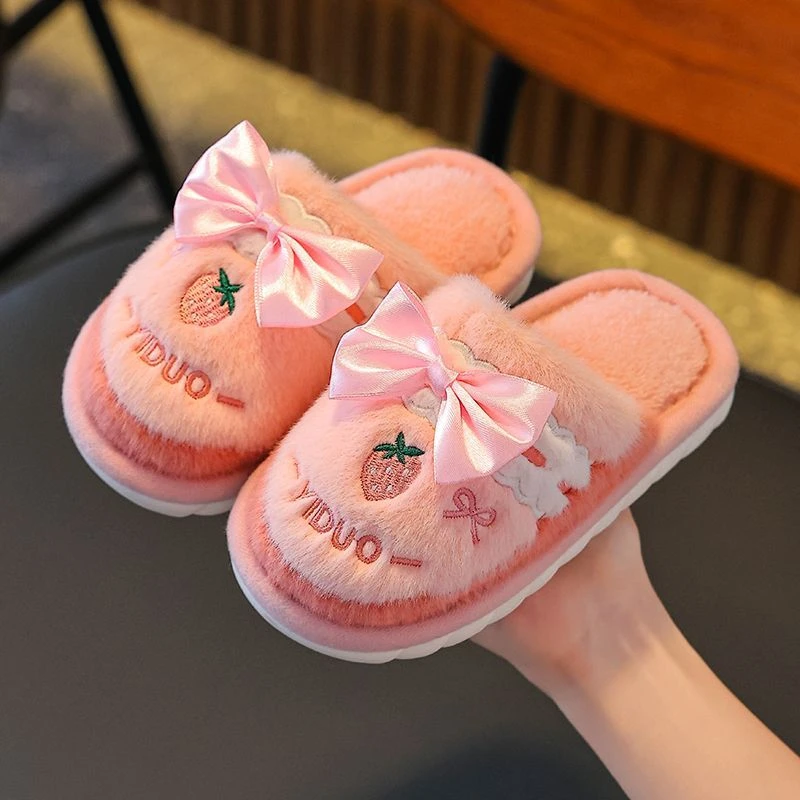 女童棉拖鞋新中式卡通小孩秋冬保暖居家室内外防滑软底宝宝棉拖鞋