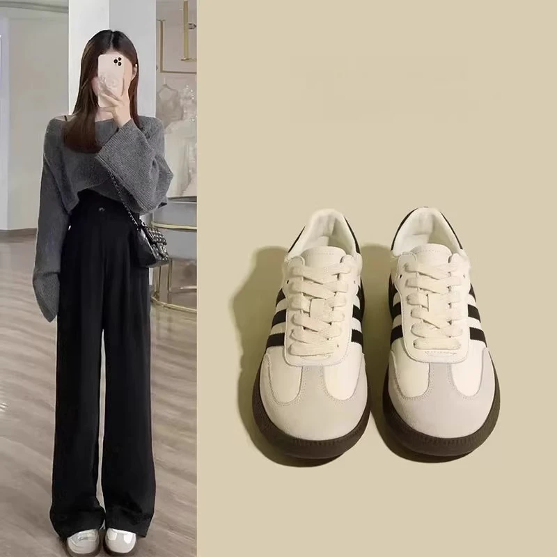 啄木鸟阿甘鞋女2025新款春夏复古板鞋休闲运动鞋百搭小白鞋德训鞋