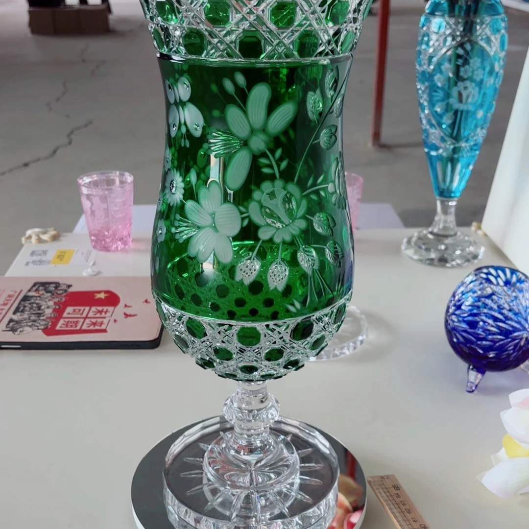 晕***染水晶玻璃平底款-梅森大号花瓶