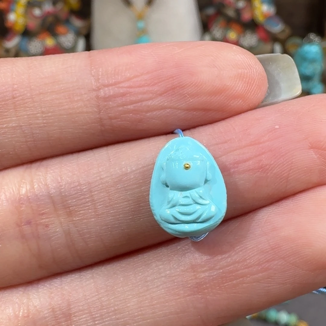 绿松石未镶嵌珠宝半成品无相佛配饰