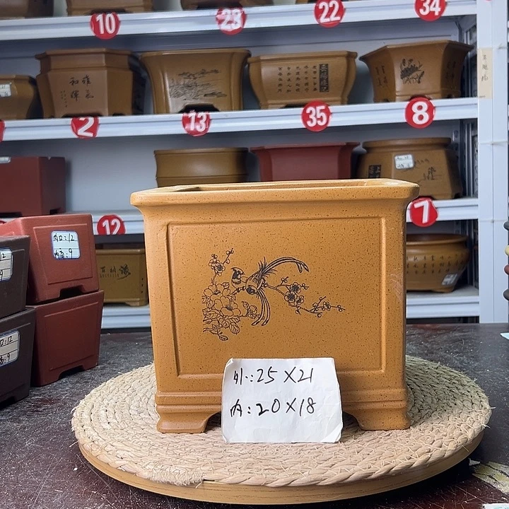 紫砂花盆蛇年大吉