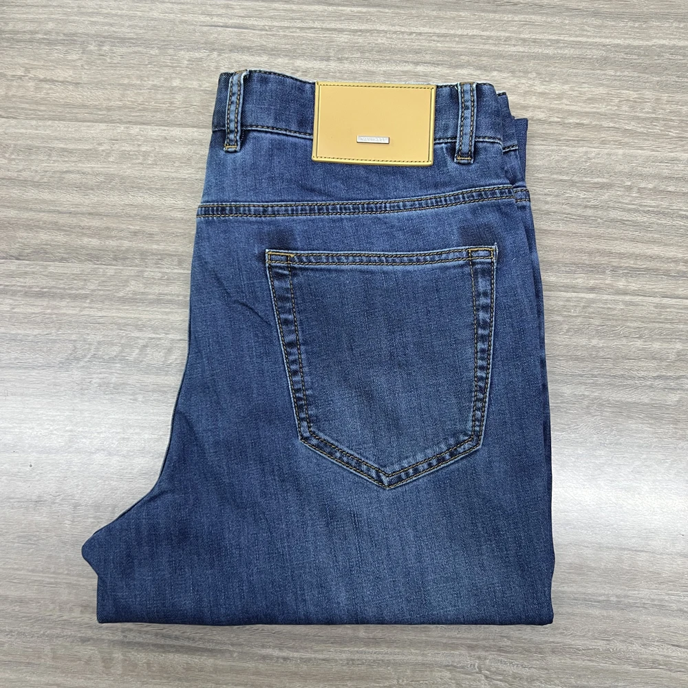 9134  春夏季簿款男士深蓝色中腰修身休闲牛仔裤