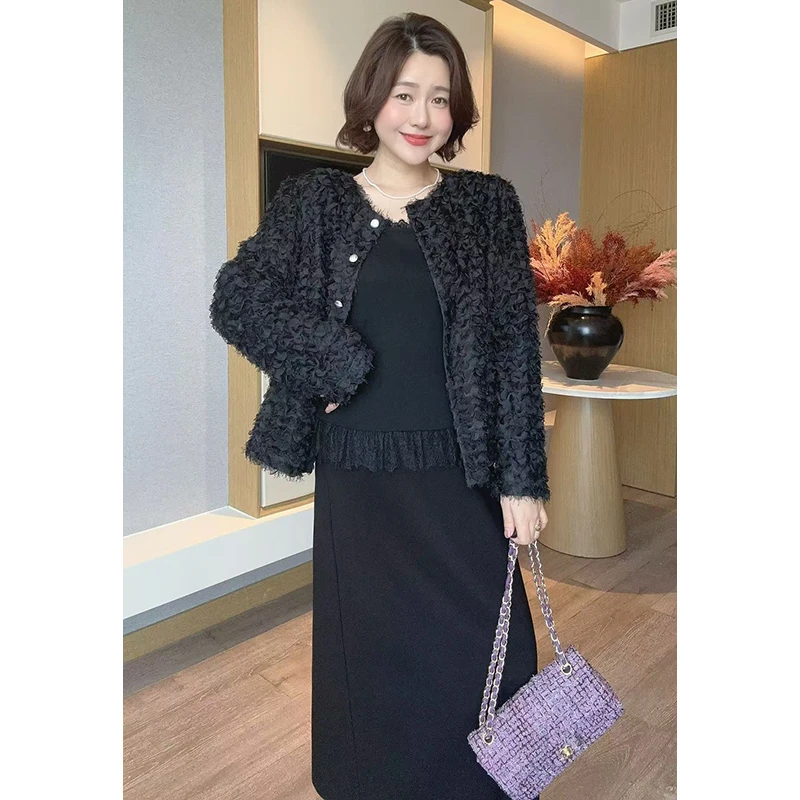 【DIS 现货】【墨岚绒绒】秋冬气质显瘦毛绒绒保暖圆领外套Z525E03301