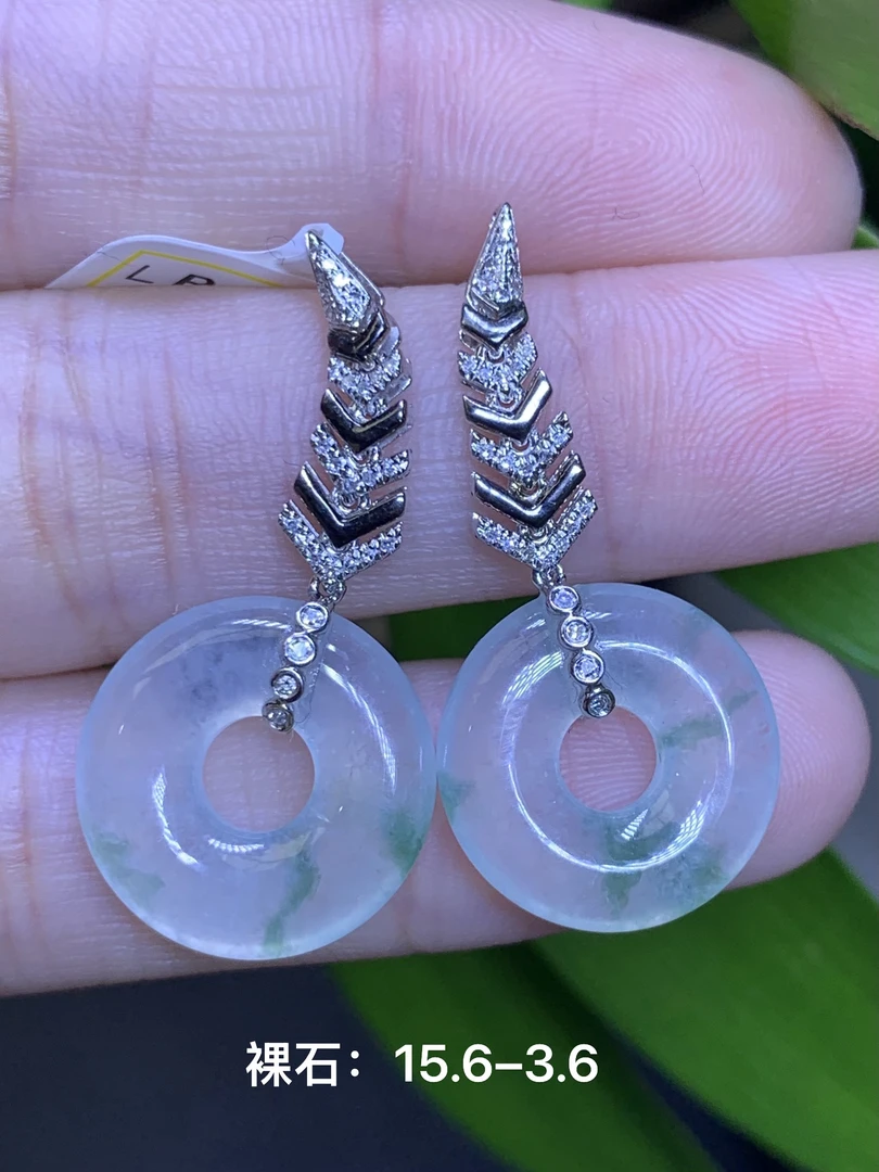 高冰飘花甜甜圈耳饰 天然翡翠A货RY/5.20时尚气质女款圈圈