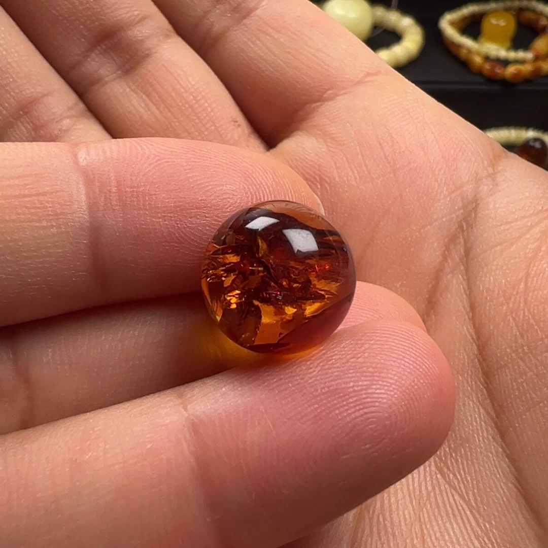 琥珀（花珀）颈饰未镶嵌散珠13mm+（打孔不退换）