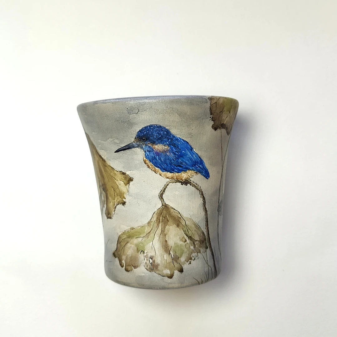 素朵手绘多肉花盆（残荷）