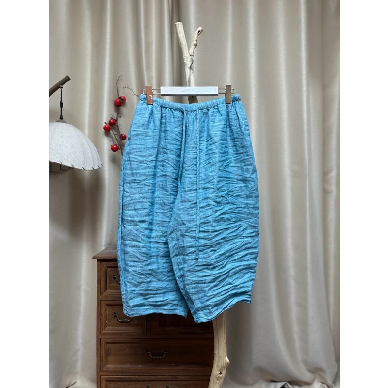 691色织亚麻百搭休闲老爹裤（裤长76-78臀围130)