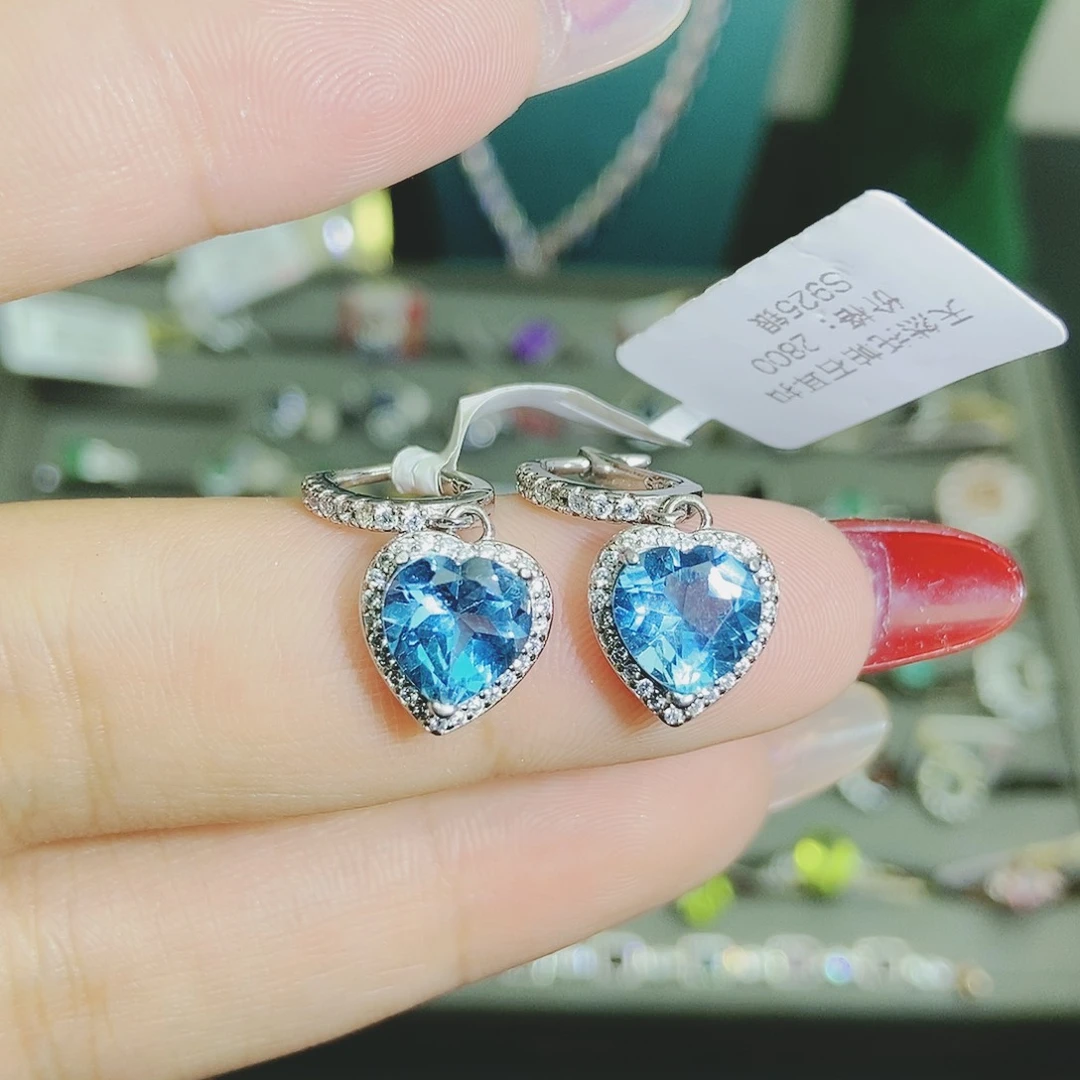 【闪购商品】银S925镶嵌托帕石耳环