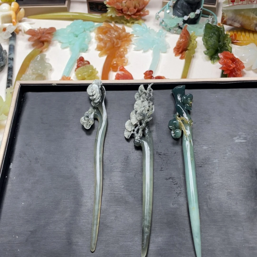 【闪购商品】蛇纹石玉发饰未镶嵌宇****士