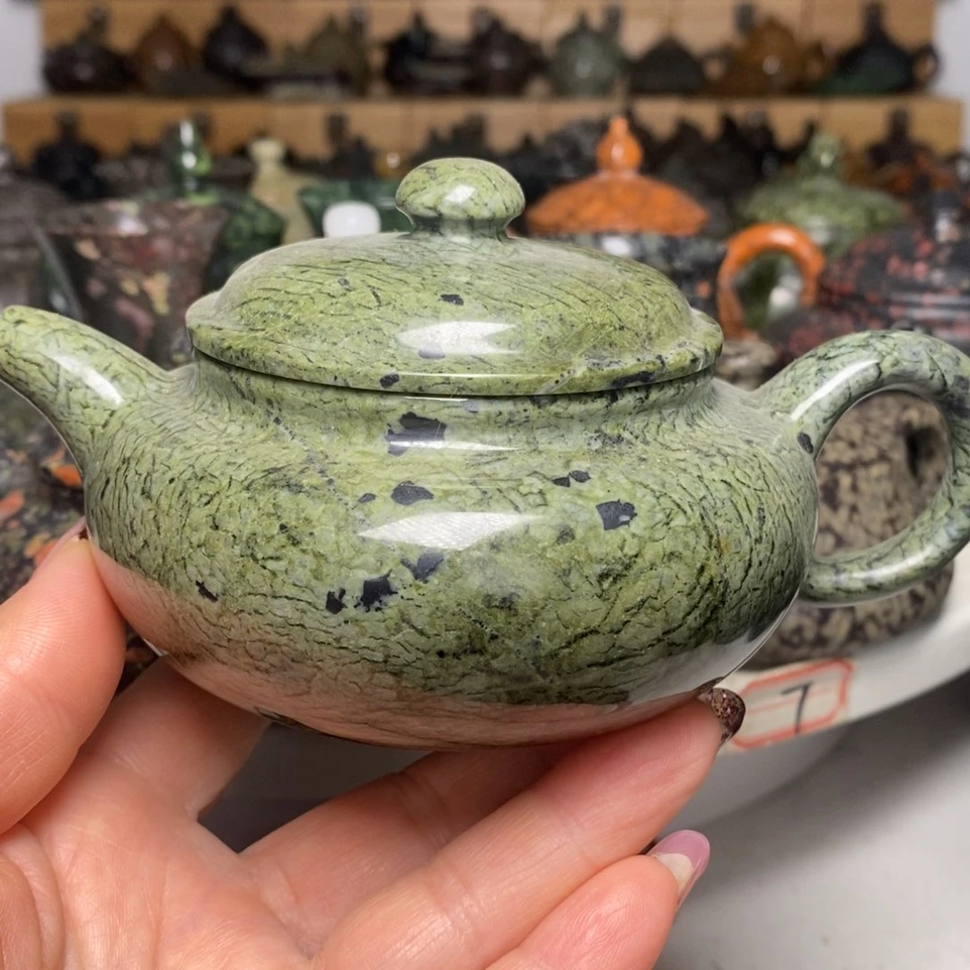 藏玉药王石蛇纹料扁仿古240cc