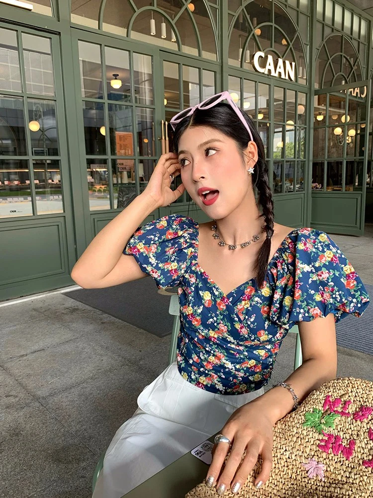 【CXX】8300韩版重工小香花上衣