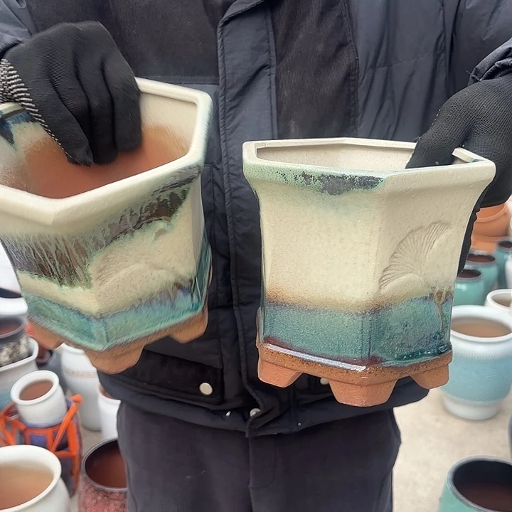 红陶复古绿方口径18高度16