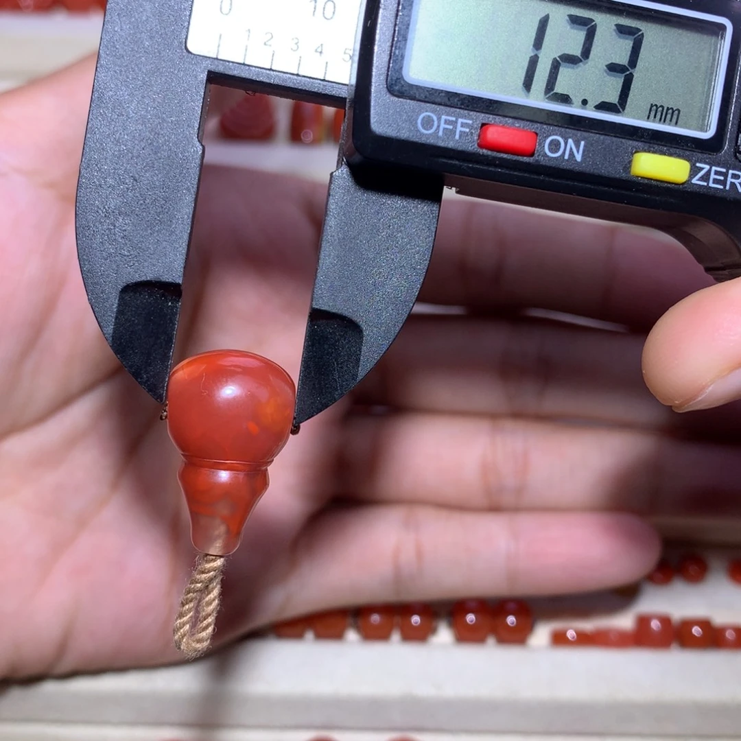 南红玛瑙未镶嵌火焰纹三通12.3