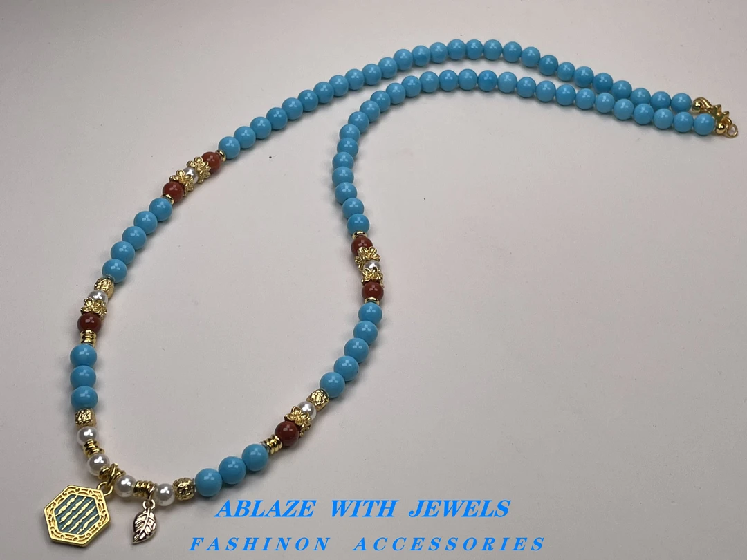 【名集珠宝】湖北手工设计师编织蓝珠6mm