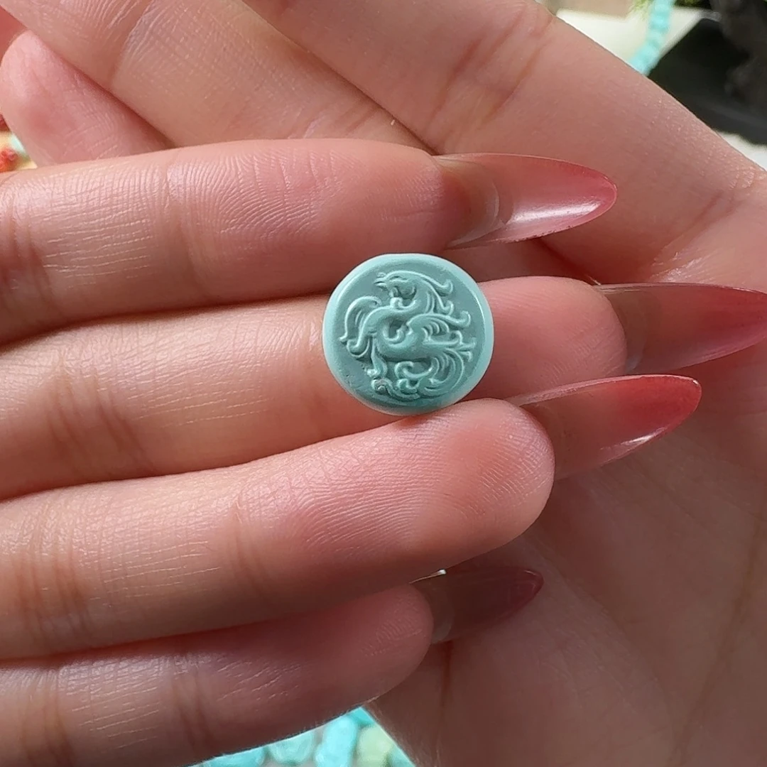 绿松石未镶嵌吊坠(不含链)龙凤呈祥