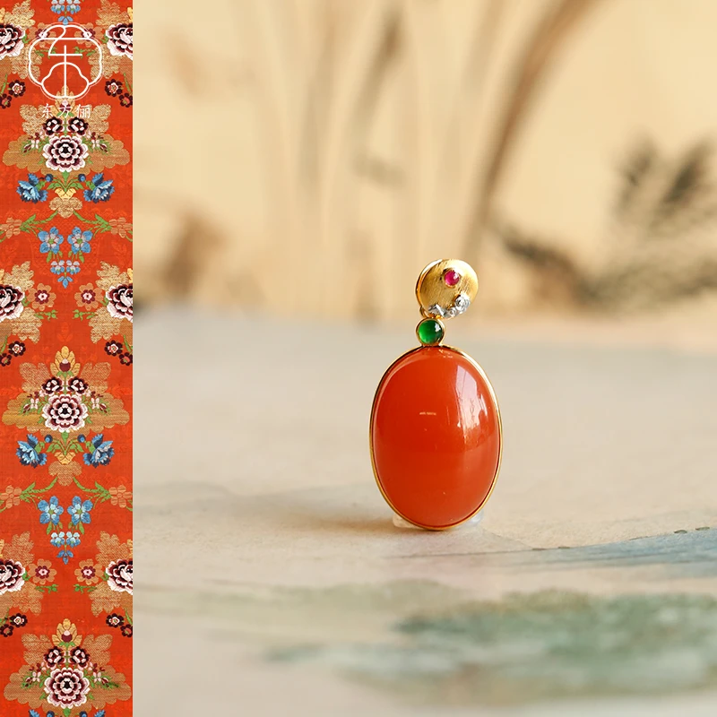 东方俪DOFUNLY【江汉上】18K金南红蛋面吊坠设计款NHDZ雅韵 长