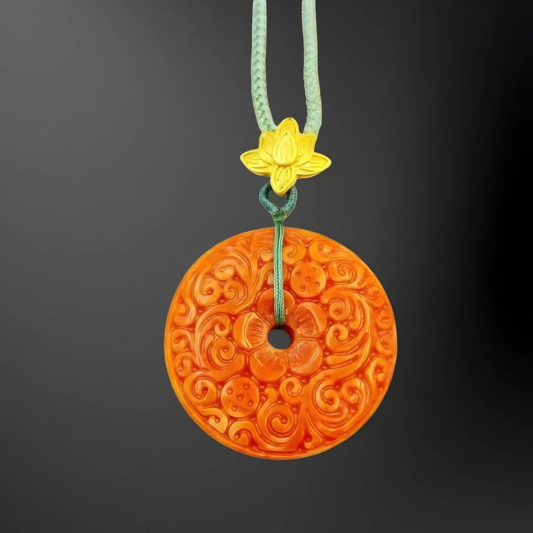 红翡翠仿古平安扣项链F678J（配绳子）