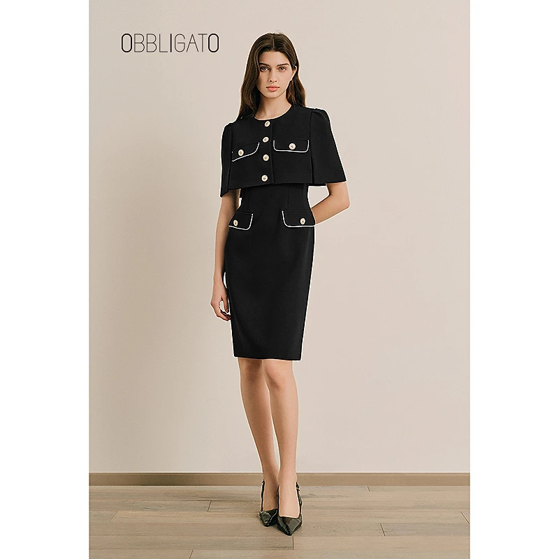 OBBLIGATO奥丽嘉朵1C65205390专选2025夏季新品披肩式外套连衣裙