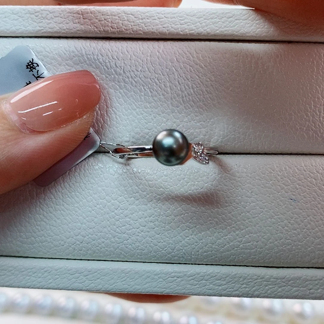 银S925镶嵌戒指海水珍珠6-6.5