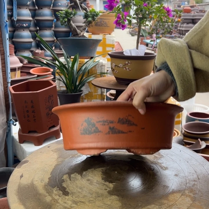 紫砂宜兴紫砂红色椭圆30