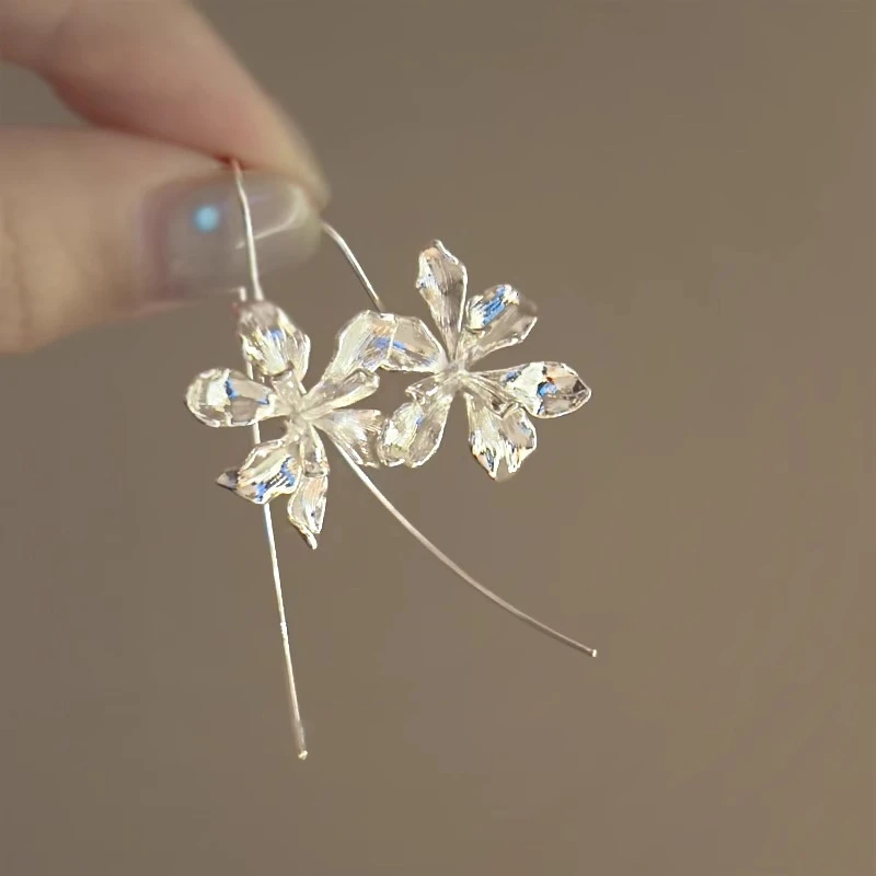 合金仿珍珠吊坠 兰知春序新中式凤鸢尾花耳环新款轻奢高级感秋冬