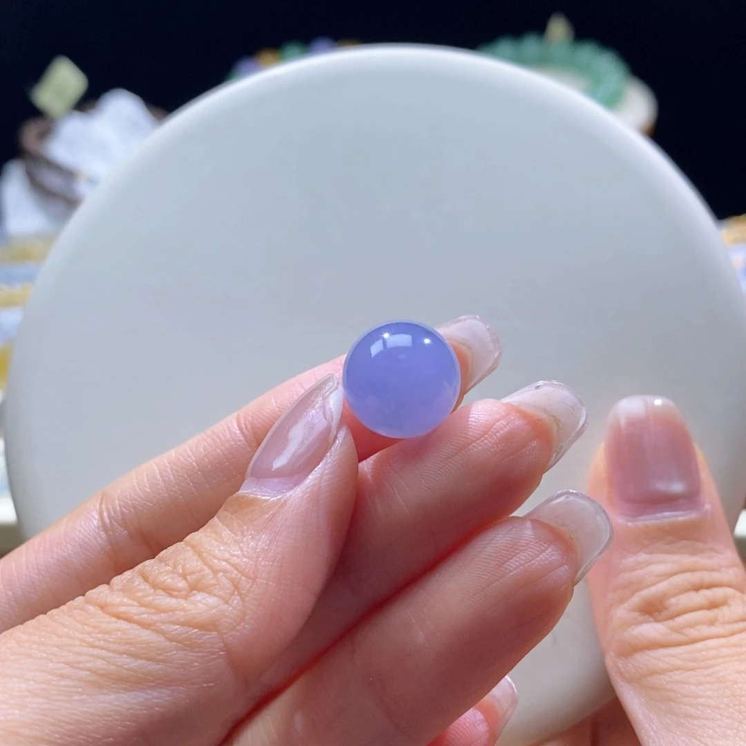 颈饰未镶嵌翡翠翡翠浓紫飘花珠13.4mm