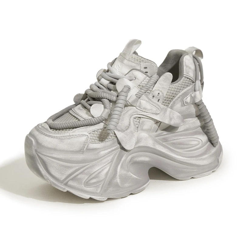 老爹鞋女2025春季新款复古做旧脏脏鞋潮百搭小个子厚底内增高女鞋