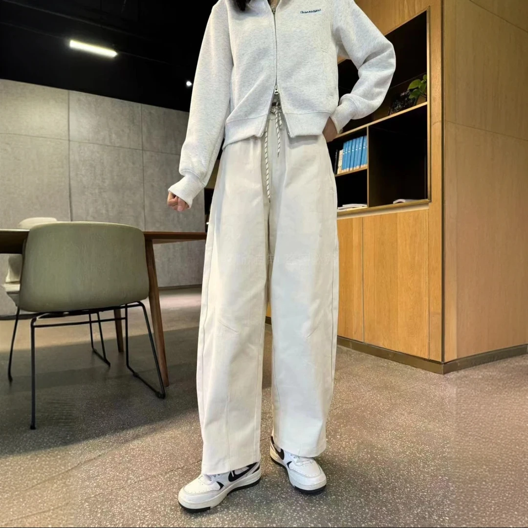 日韩系抽绳工装哈伦裤女2025春秋小个子宽松阔腿裤九分休闲老爹裤