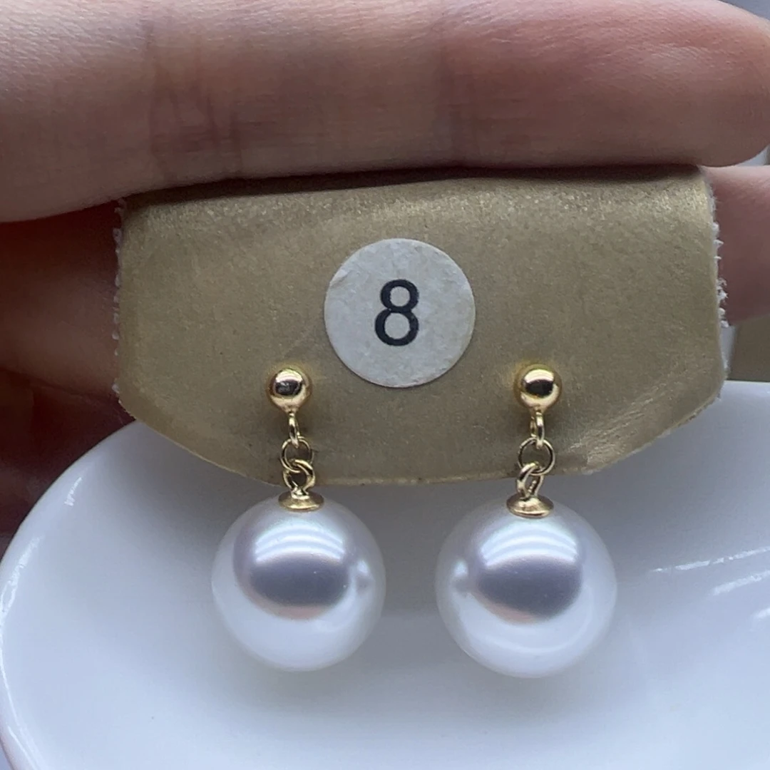 淡水珍珠银S925镶嵌耳饰