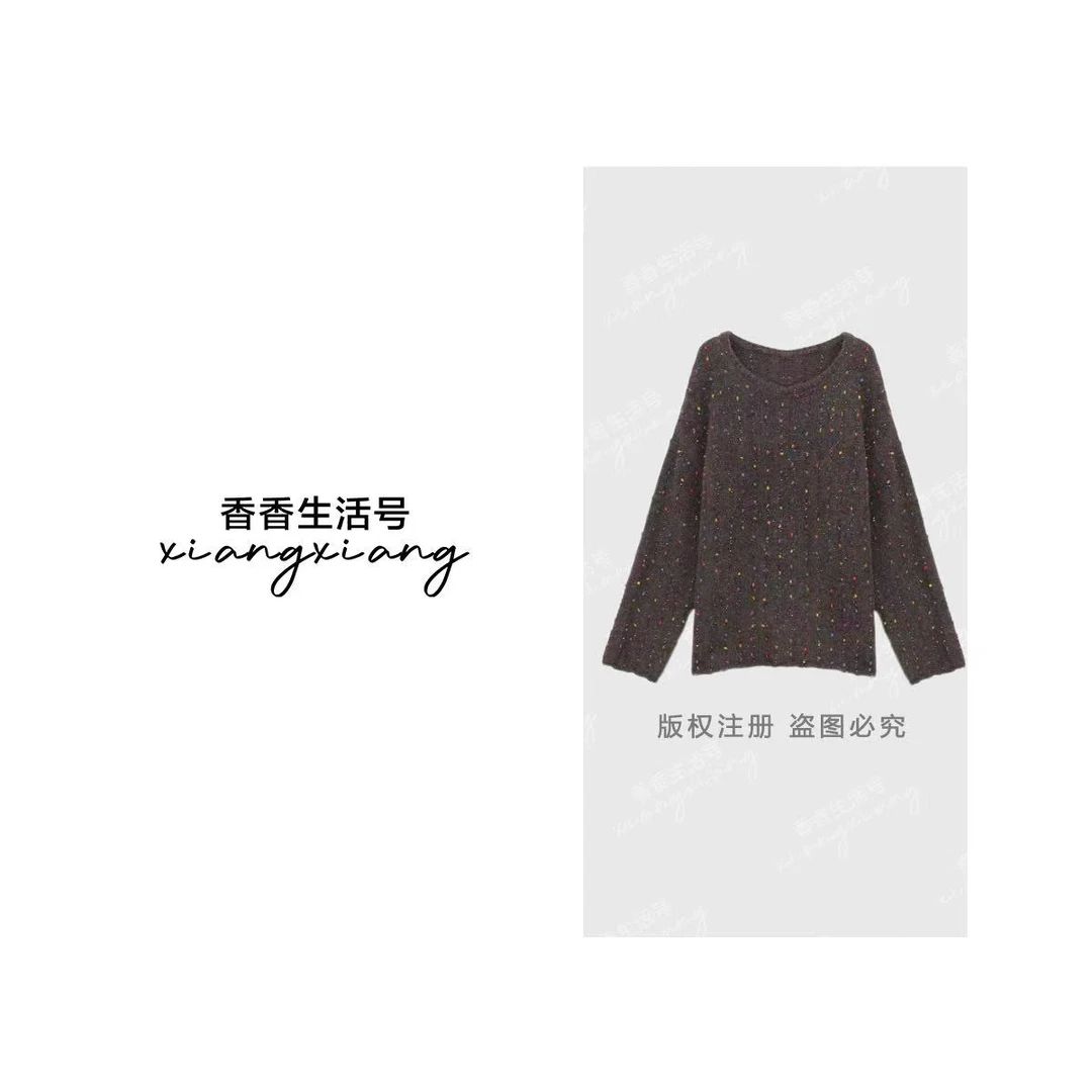 【香香严选】潮牌女装上衣针织衫女装宽松小衫雪纺衫时尚毛衣8809