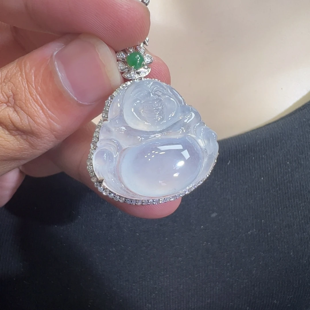 吊坠(不含链)18K金镶嵌翡翠