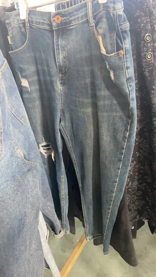 12（1101-1200）【直播间下单】丹宁哈伦裤牛仔裤蓝色长裤破洞阔腿裤