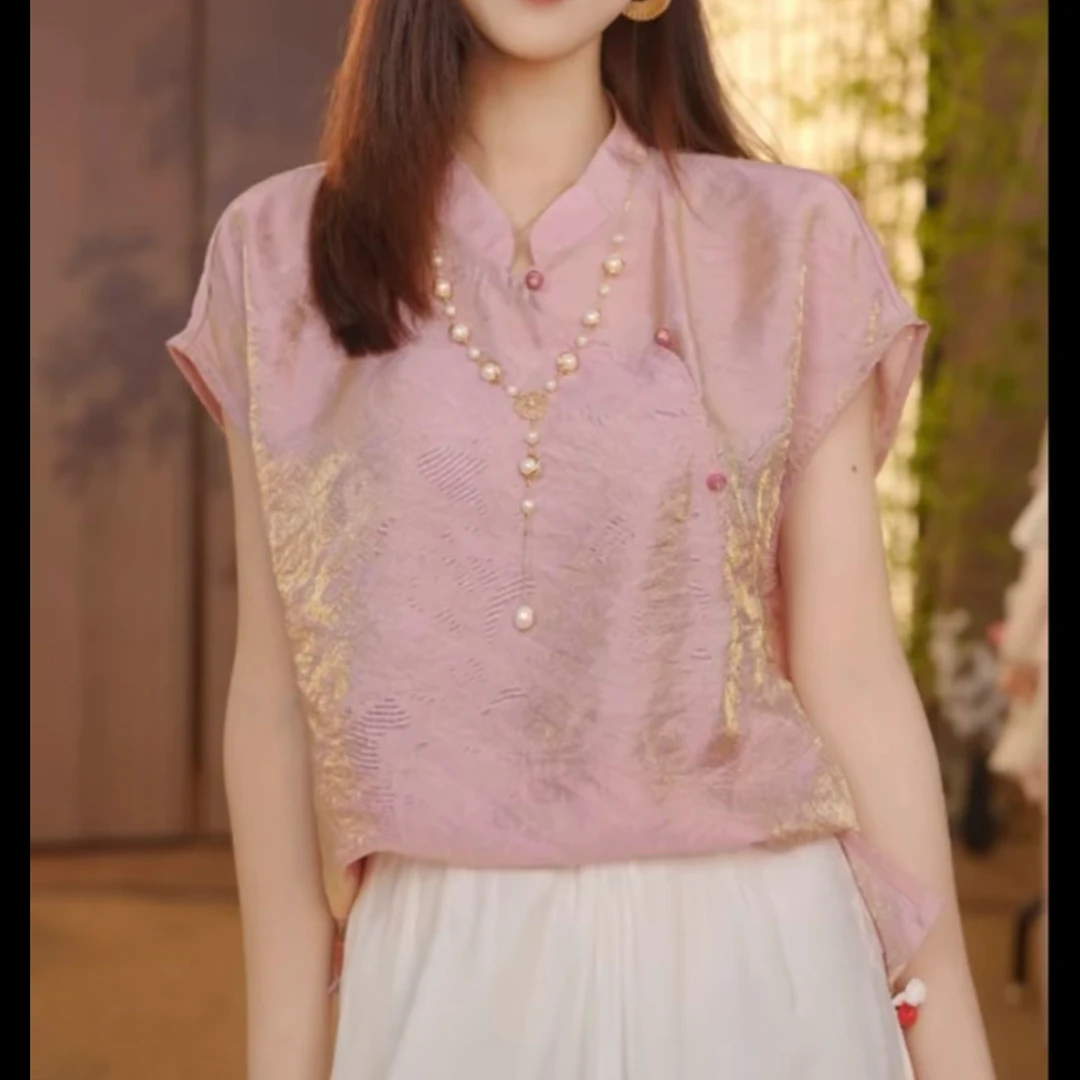 【667】新中式女装富家千金国风衬衫夏季新款气质显瘦小衫