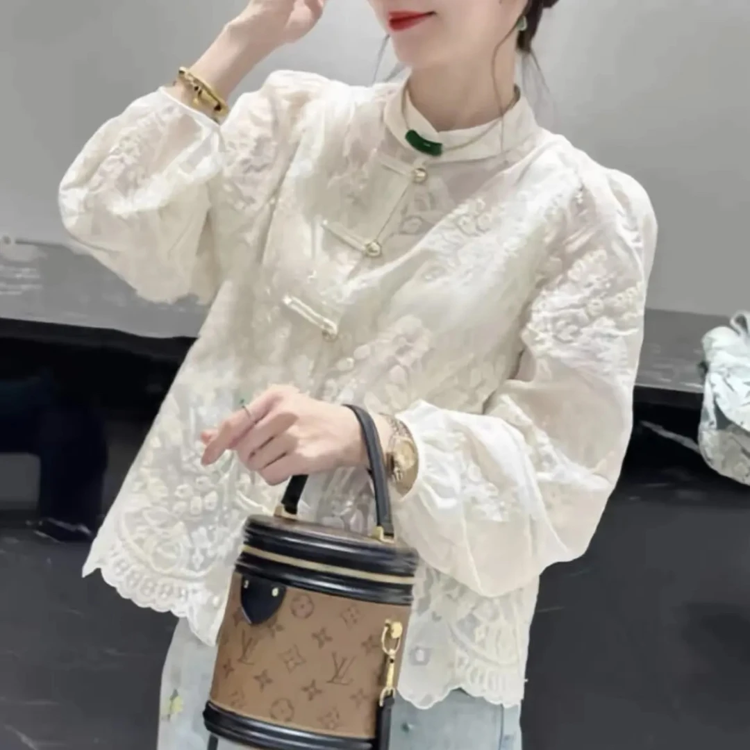 国风新中式刺绣蕾丝精致小衫