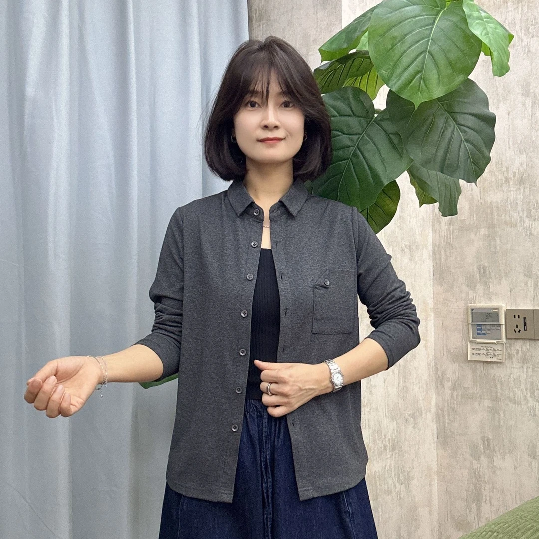 8878开衫外套春秋长袖翻领百搭时尚休闲商务气质纯色