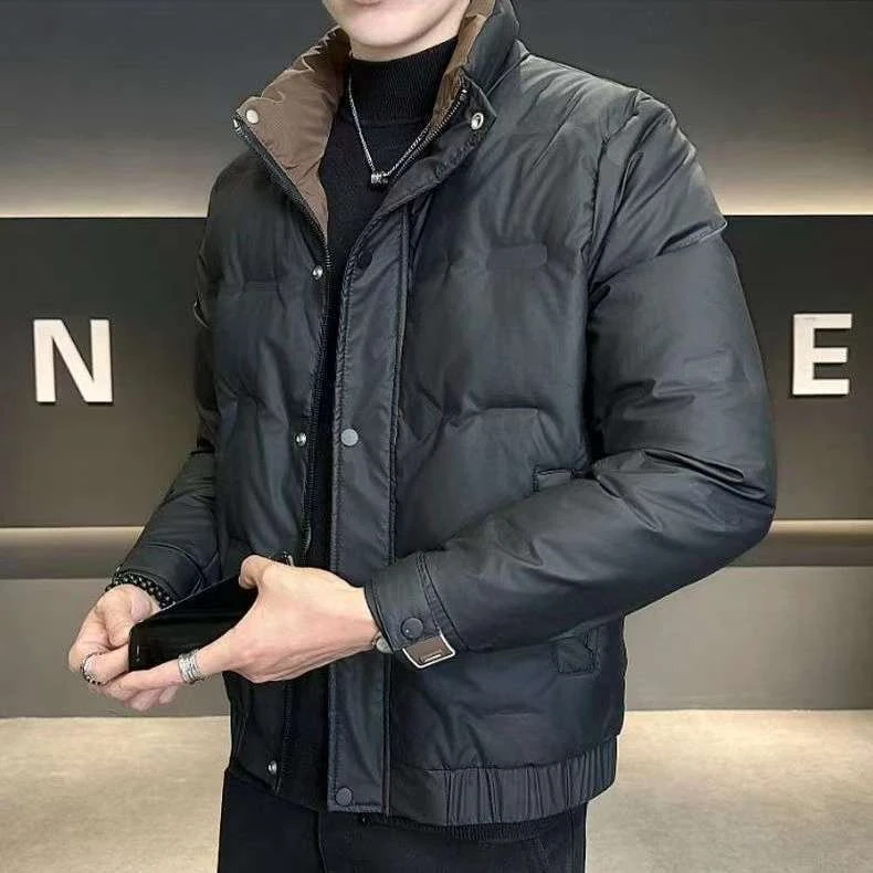 冬季外套新款休闲加厚保暖立领百搭男士韩版轻薄上衣时尚外套短款