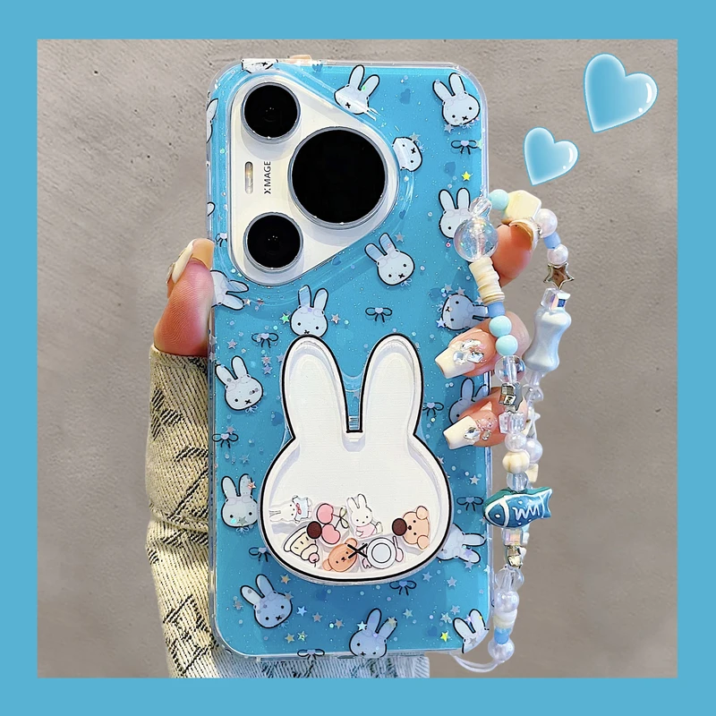 适用华为pura70pro+手机壳摇摇乐米菲兔支架mate70/60pro苹果16女