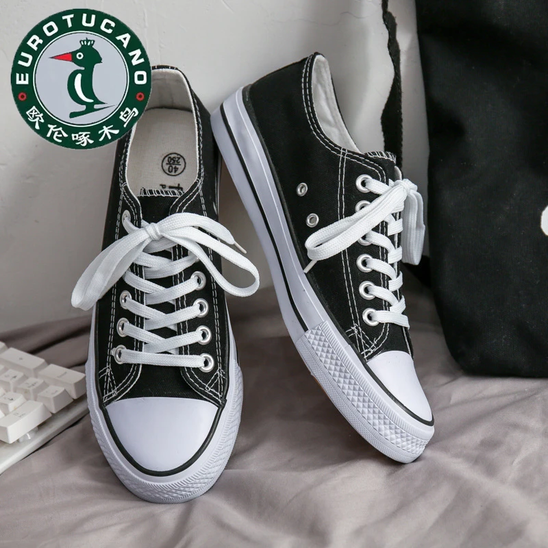 欧伦啄木鸟帆布鞋男夏季新款潮透气休闲布鞋潮流百搭经典情侣板鞋