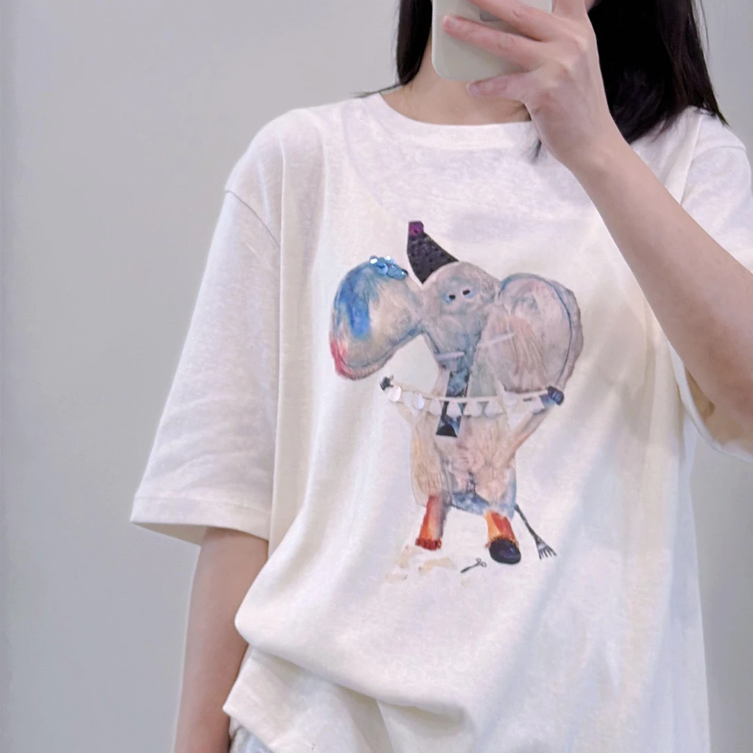 26816CC女装 2026新款 减龄休闲显瘦卡通印花小飞象短袖