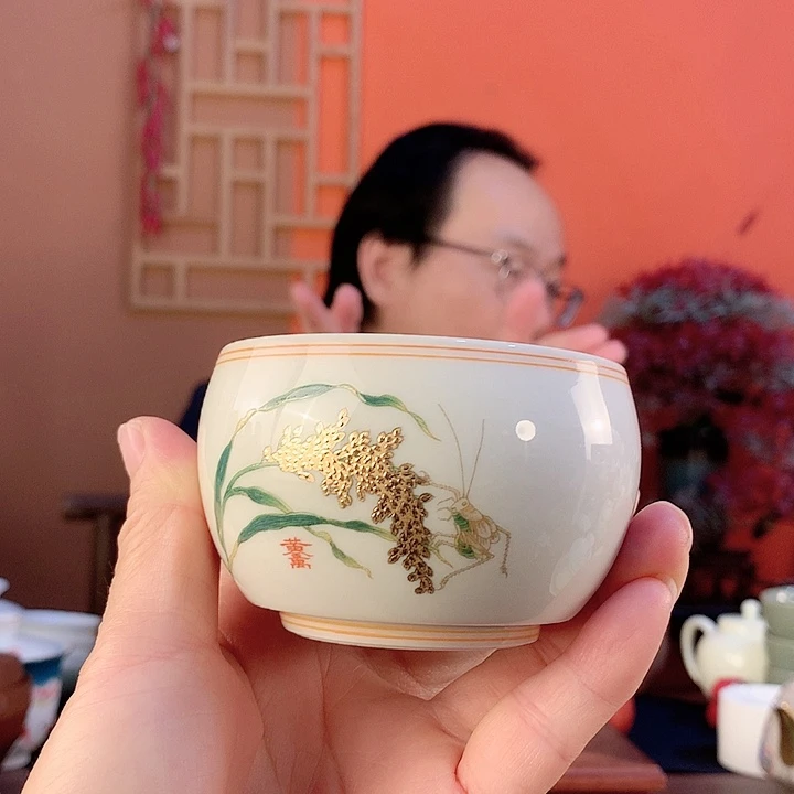 仿古胎黄金万家缸杯