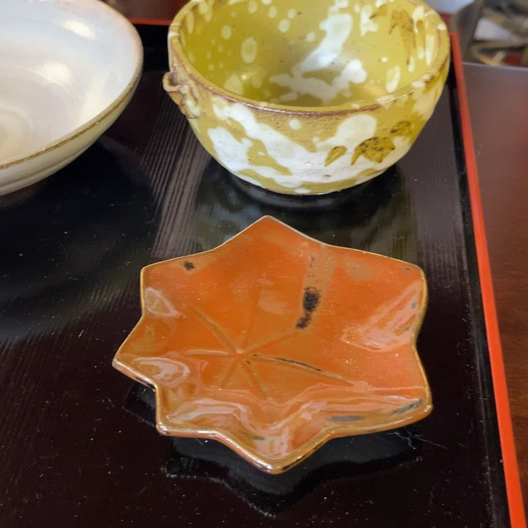 瓷片导流抹茶碗和枫叶小盘19