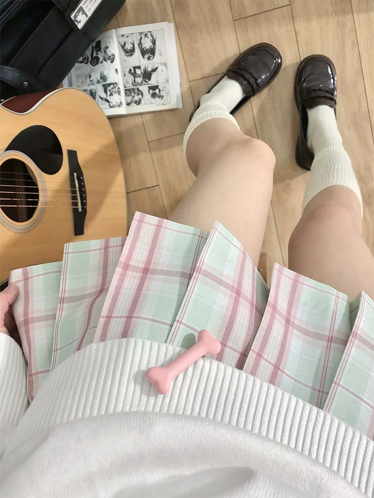 【桃夭夭】莓喵jk格裙原创正版裙子学院风jk制服套装日供校供粉绿色