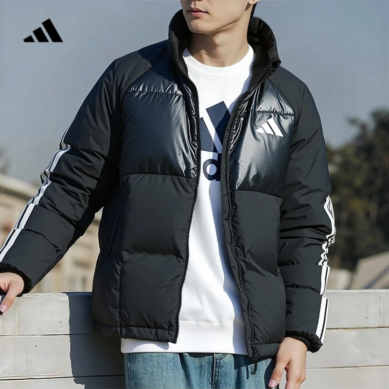 阿迪达斯短款立领羽绒服男冬季户外抗寒保暖外套加厚运动服JG5923