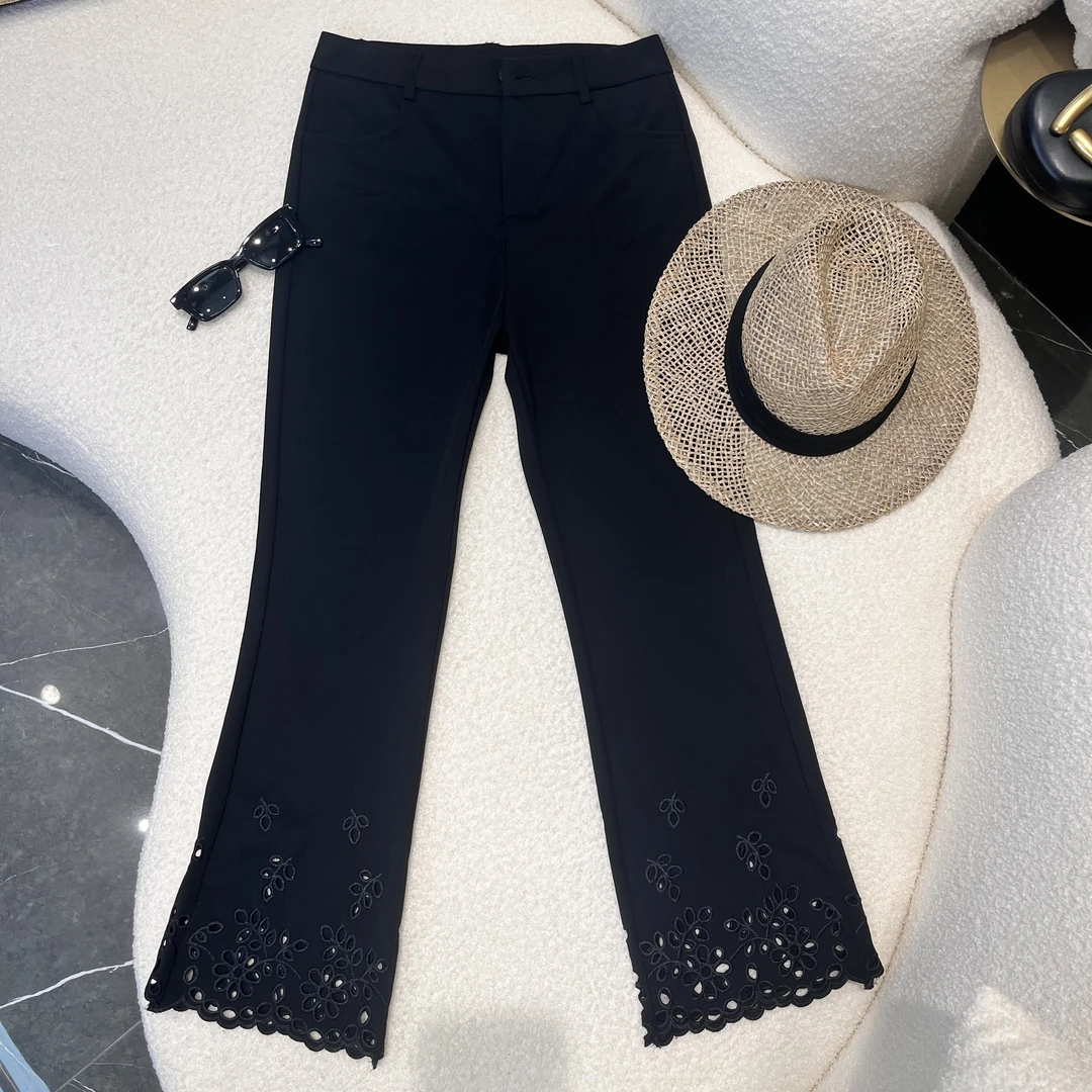 夏季韩版裤脚蕾丝网休闲裤