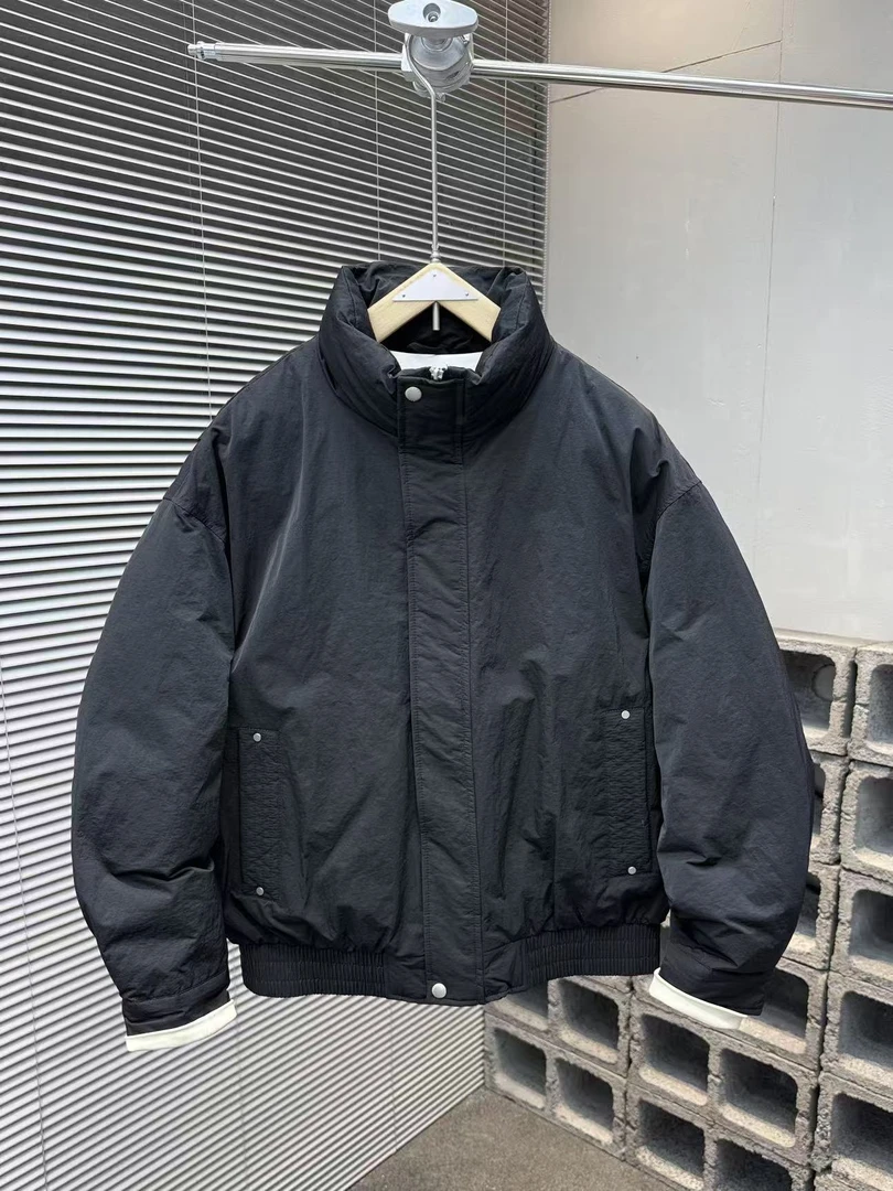 冬季立领加厚羽绒服男士保暖外套纯色百搭高质感90白鸭绒防寒上衣