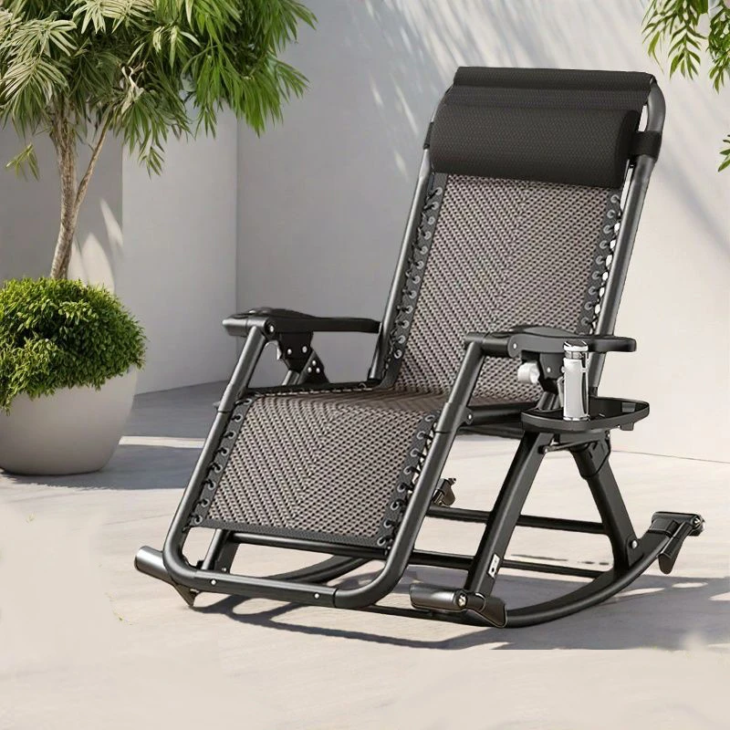 摇摇椅子懒人午睡藤编凉椅老人阳台家用休闲午休成人大人折叠躺椅