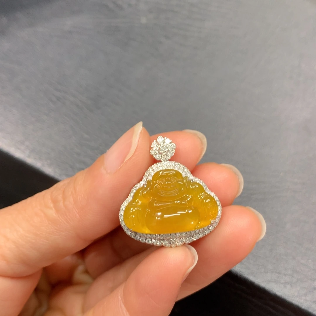 翡翠18K金镶嵌吊坠(不含链)