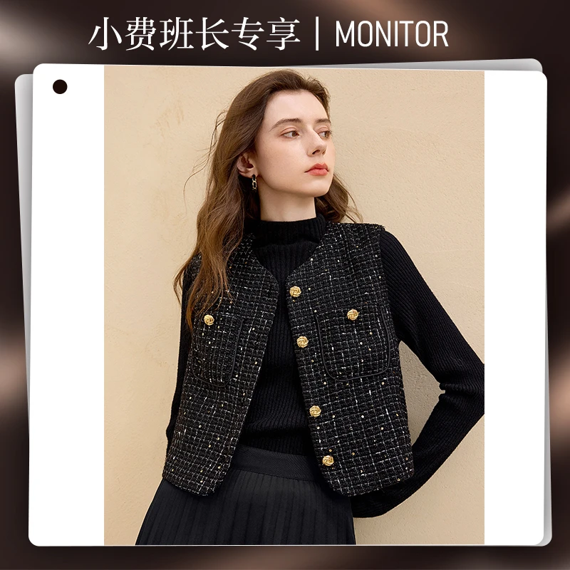 她池2025秋装新款女装单排扣优雅马甲短款修身显瘦马夹T53Z3380J