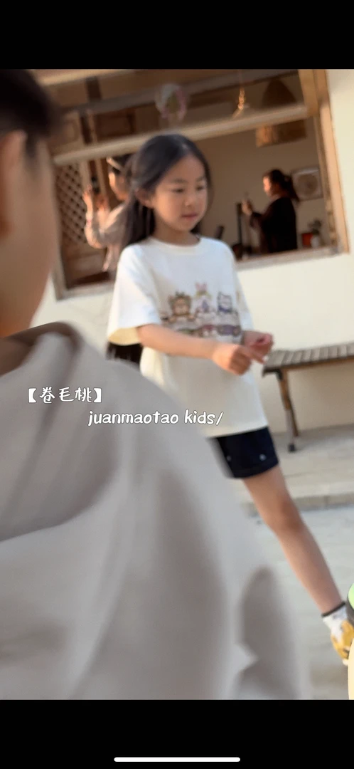 卷毛桃2025夏奶嘴兔子卡通上衣